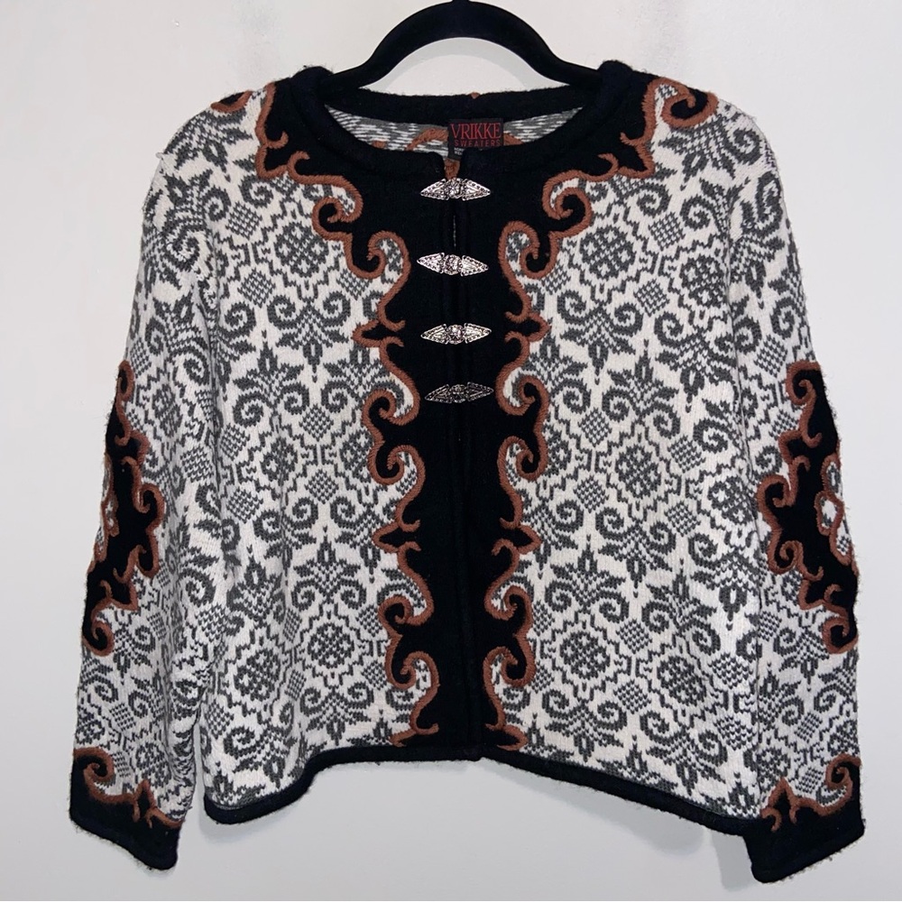 VRIKKE Sweater Womens XS  Wool Cardigan Norwegian Irene Haugland Vintage Classic